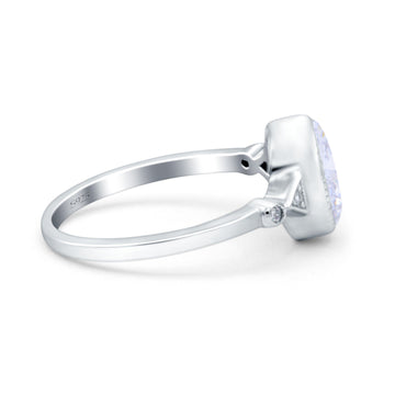 Art Deco Wedding Engagement Ring Oval Simulated Cubic Zirconia 925 Sterling Silver (9mm)